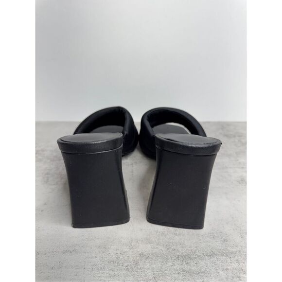 Open Edit Sandals Size 6.5‎ Black Open Toe Block Heel Fabric Upper - Picture 7 of 9
